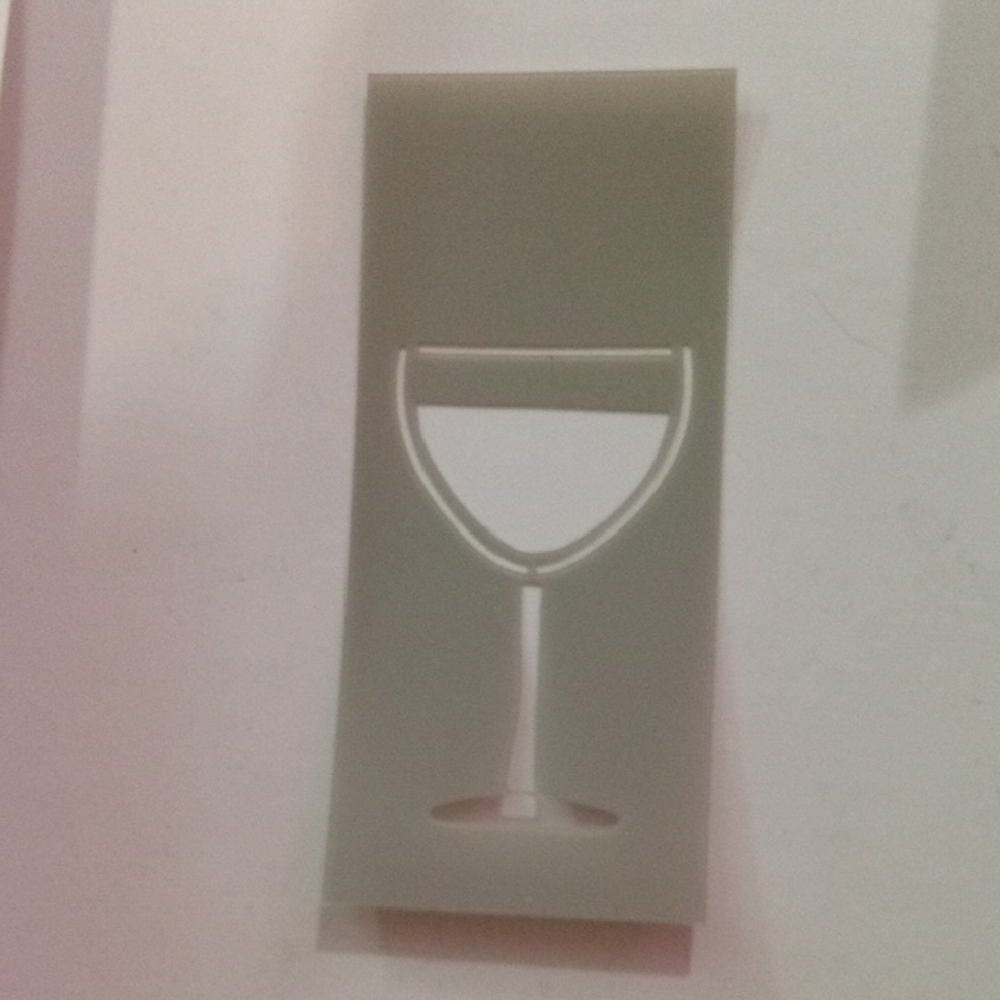 Wine Glass Home Design Sticker Stencil - Gray